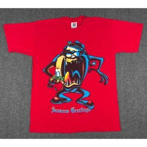 VTG Signal Artwear Shirt Mens Medium Taz Devil Seasons Greetings Warner Bros 90s